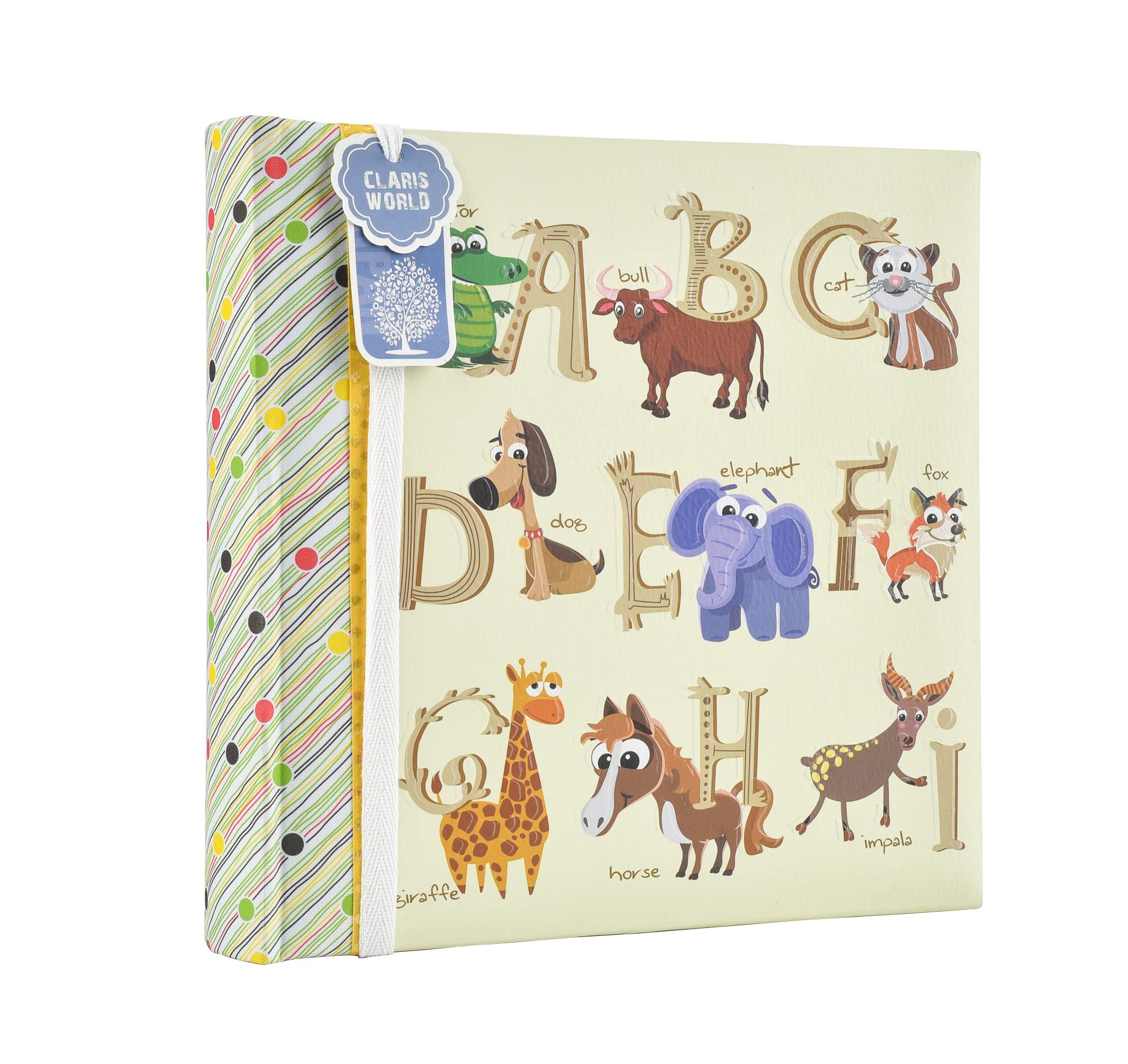 Large Baby Alphabet/Number Gift Slip In Case Photo Album for 200 4 x 6 Inch Photos - Animals Print Design