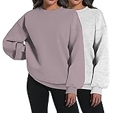 XFIFM 2 Pack Womens Oversized Sweatshirts Hoodies Long Sleeve Tops Fall Winter Clothes Crewneck Cozy Outfits Pullover