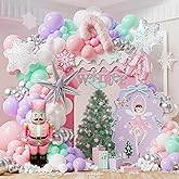 153Pcs Snowflake Balloon Arch Garland Kit - Winter Wonderland Decorations with 48" Nutcracker, Snowflake&Candy Cane Foil Balloons for Princess & Winter Wonderland Party, Baby Shower & Birthday Decor