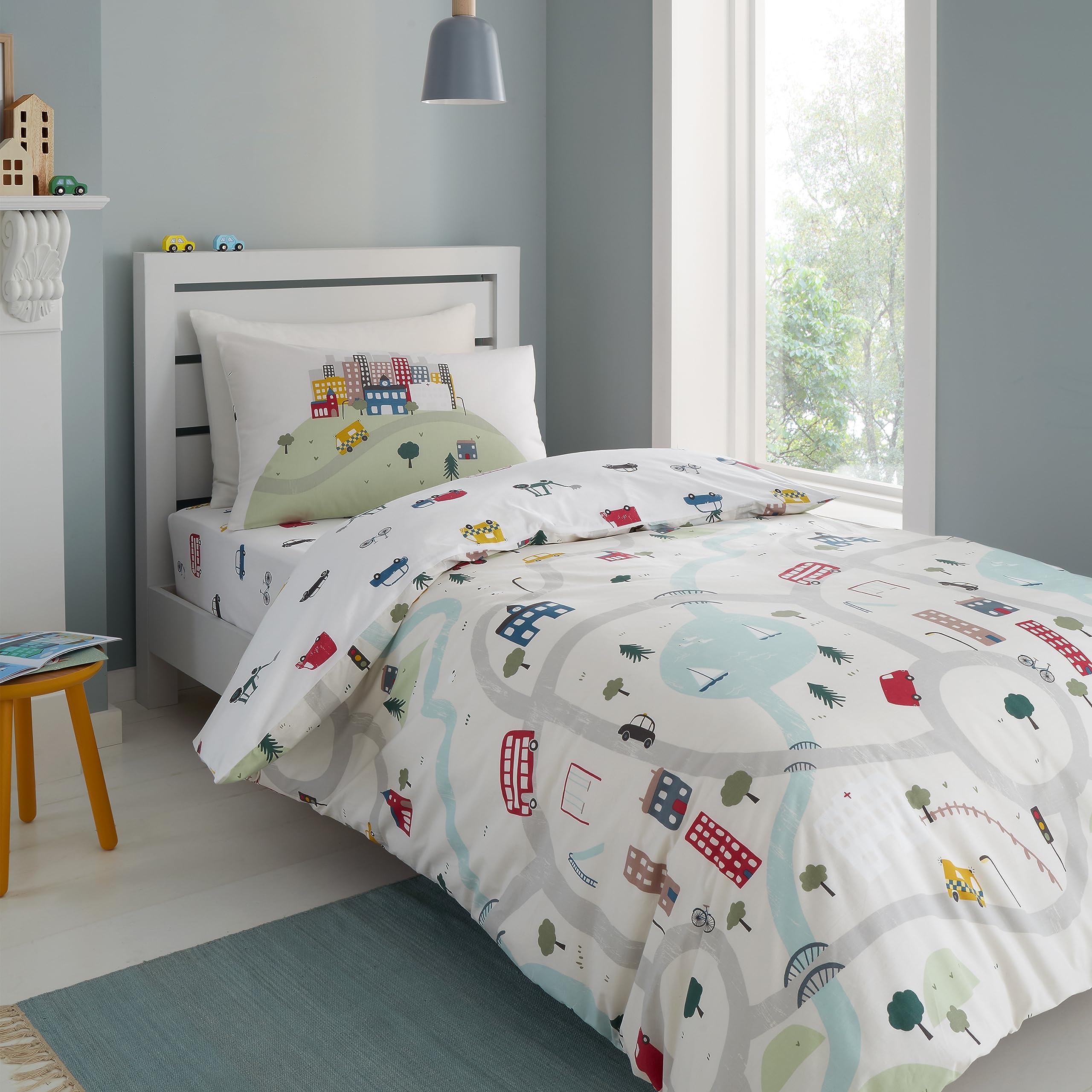 Bianca Transport Cotton Junior Duvet Cover Set with Pillowcases White