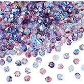 Cheriswelry 390pcs 4mm Bicone Glass Seed Beads Small Bracelet Loose Spacer Beads Tiny Crystal Transparent Necklace Bead for DIY Craft Earring Keychain Jewelry Making