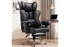GTRACING Big and Tall Office Chair 400LBS Wide Ergonomic Gaming Chair with Deluxe Embossing Designed Leather with Foot Rest,150°Reclining Adjustable Soft Armrests Pocket Spring Back Support and Pillow