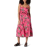 Amazon Essentials Women's Fit and Flare Cotton Sateen Empire Waist Midi Ruffle Dress