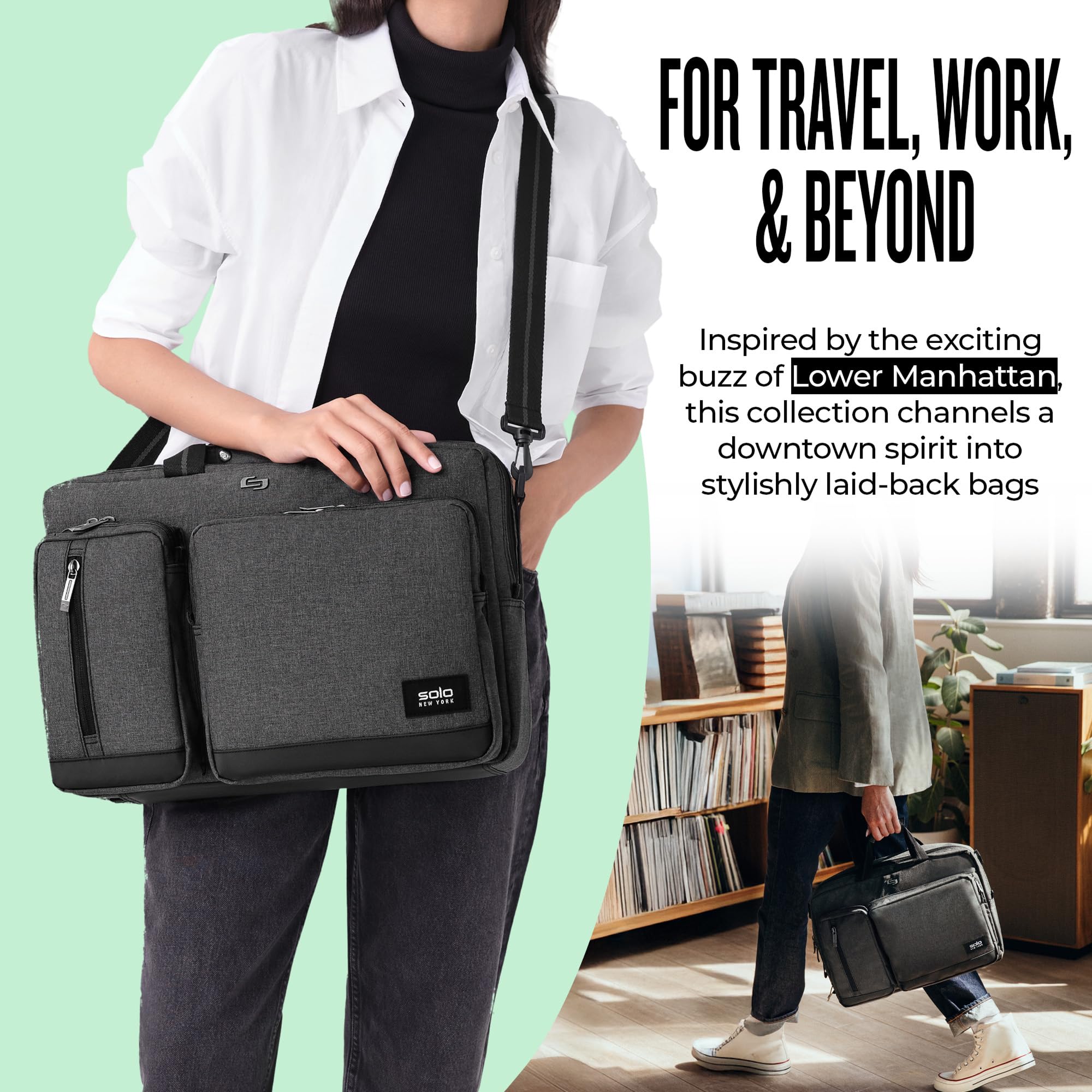 Solo New York Hybrid Briefcase Backpack - Laptop Carrying Bag, Fits 15.6