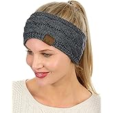 C.C Soft Stretch Winter Warm Cable Knit Fuzzy Lined Ear Warmer Headband