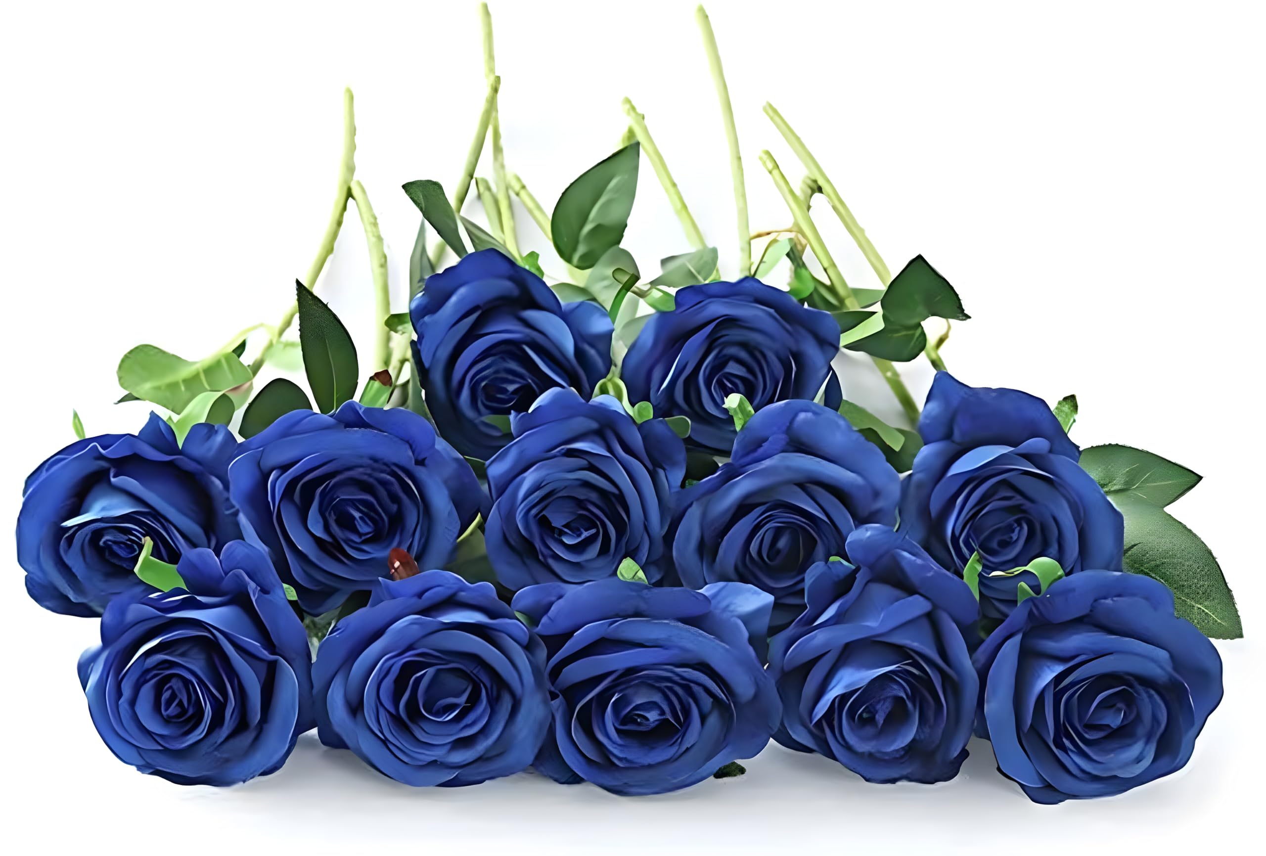 Laelfe 12 Pcs Royal Blue Roses Artificial Flowers, 53 cm Long Stem Faux Silk Roses Fake Blue Flowers for Home Wedding Bridal Bouquet Party Arrangment Hotel Garden Decorations — image 1