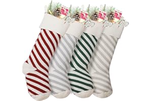 Sexybody Knit Stripe Christmas Stockings for Family Holiday Christmas Party Decorations, 19 Inches,4 Pack
