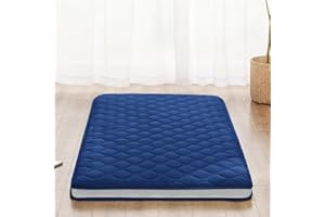 PPOLCA Memory Foam Japanese Floor Mattress Futon Mattress, Twin Size Foldable & Portable Guest Mattress for Adults Kids, Breathable Camping Dormitory Sleeping Mattress, Blue