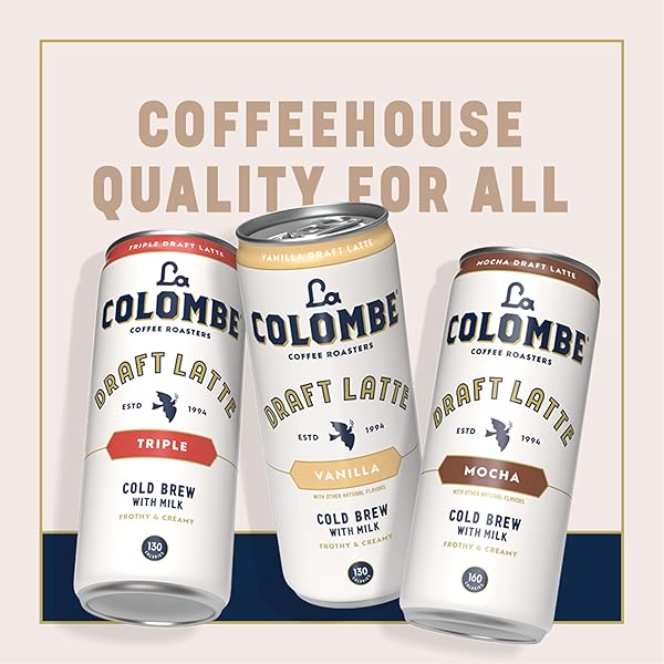 LA COLOMBE DRAFT LATTE VARIETY PACK, 11 FL OZ CANS (PACK OF 12), INCLUDES TRIPLE, VANILLA & MOCHA LATTE, COFFEEHOUSE QUALITY, READY-TO-DRINK, ON-THE-GO