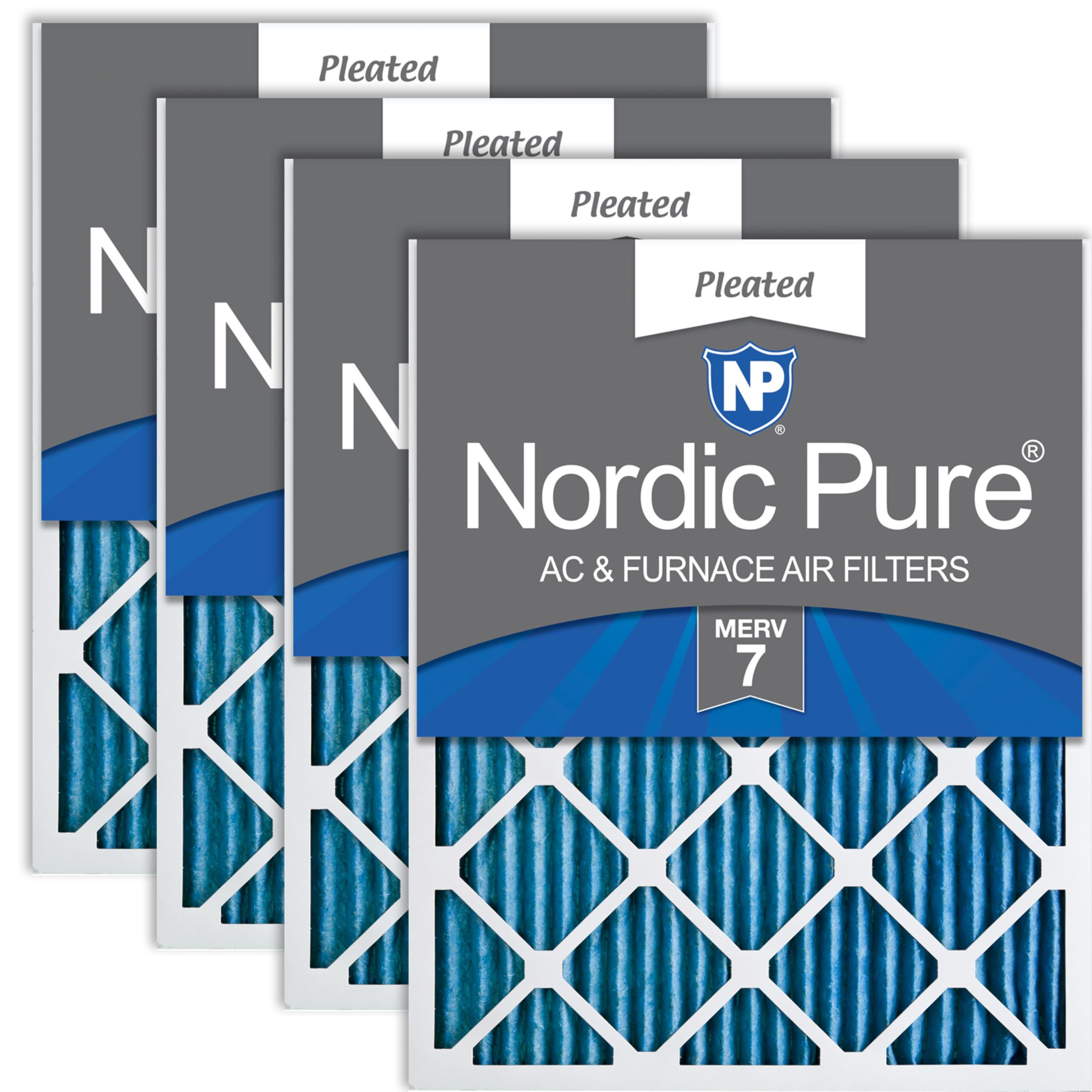 Nordic Pure 10x20x1 (Actual Size: 9 1/2 x 19 1/2 x 3/4) Pleated MERV 7 Air Filters 4 Pack Image