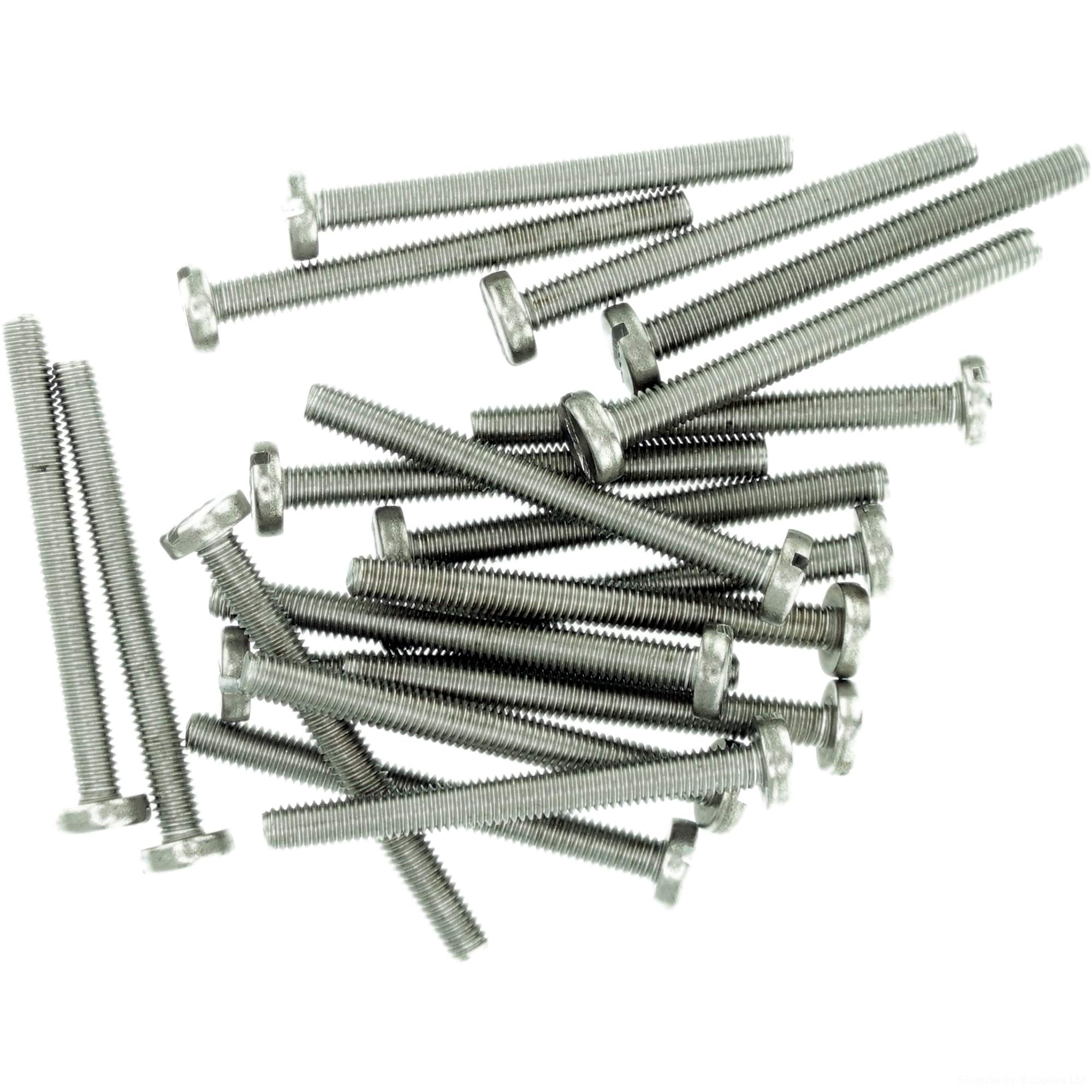 M6 (6mm x 30mm) Slot Pan Machine Screw (Bolt) - Stainless Steel (A2) (Pack of 20)