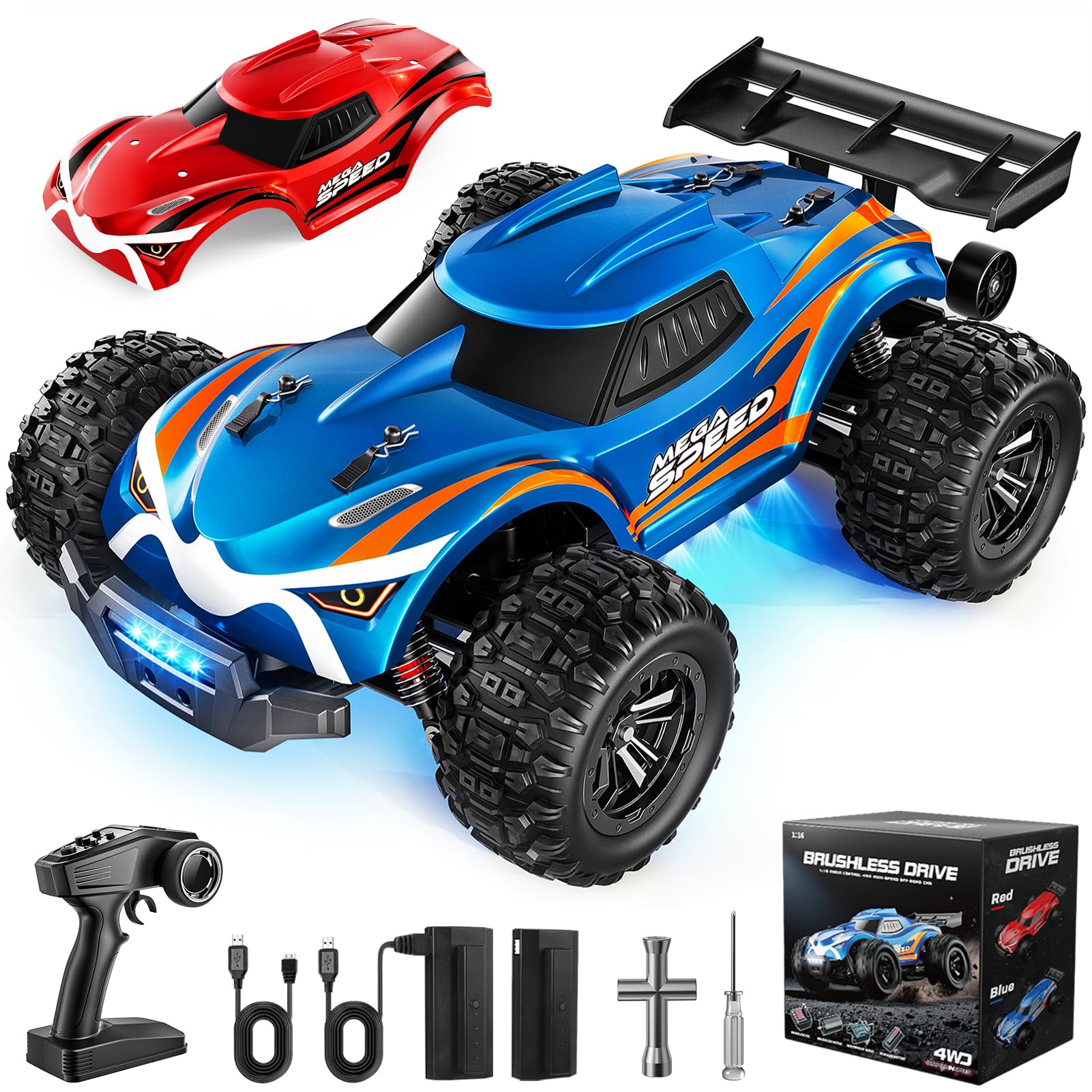 Photo 1 of ValueTalks 1/16 Brushless Fast RC Cars for Adults - Max 64KM/H Off Road Remote Control Car - High Speed 4X4 All Terrain RC Monster Trucks