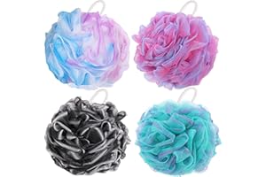BTYMS 4 Pieces Shower Loofahs Bath Sponges 60g Bath Scrunchies Mesh Pouf Exfoliating Loofa for Body Washing