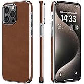 LOHASIC for iPhone 15 Pro Case Leather – Slim Business Designer Cover for Men & Women, Luxury PU Leather Case, Soft Thin Non-Slip Grip Protective Case for iPhone 15 Pro 6.1" (2023) - Brown