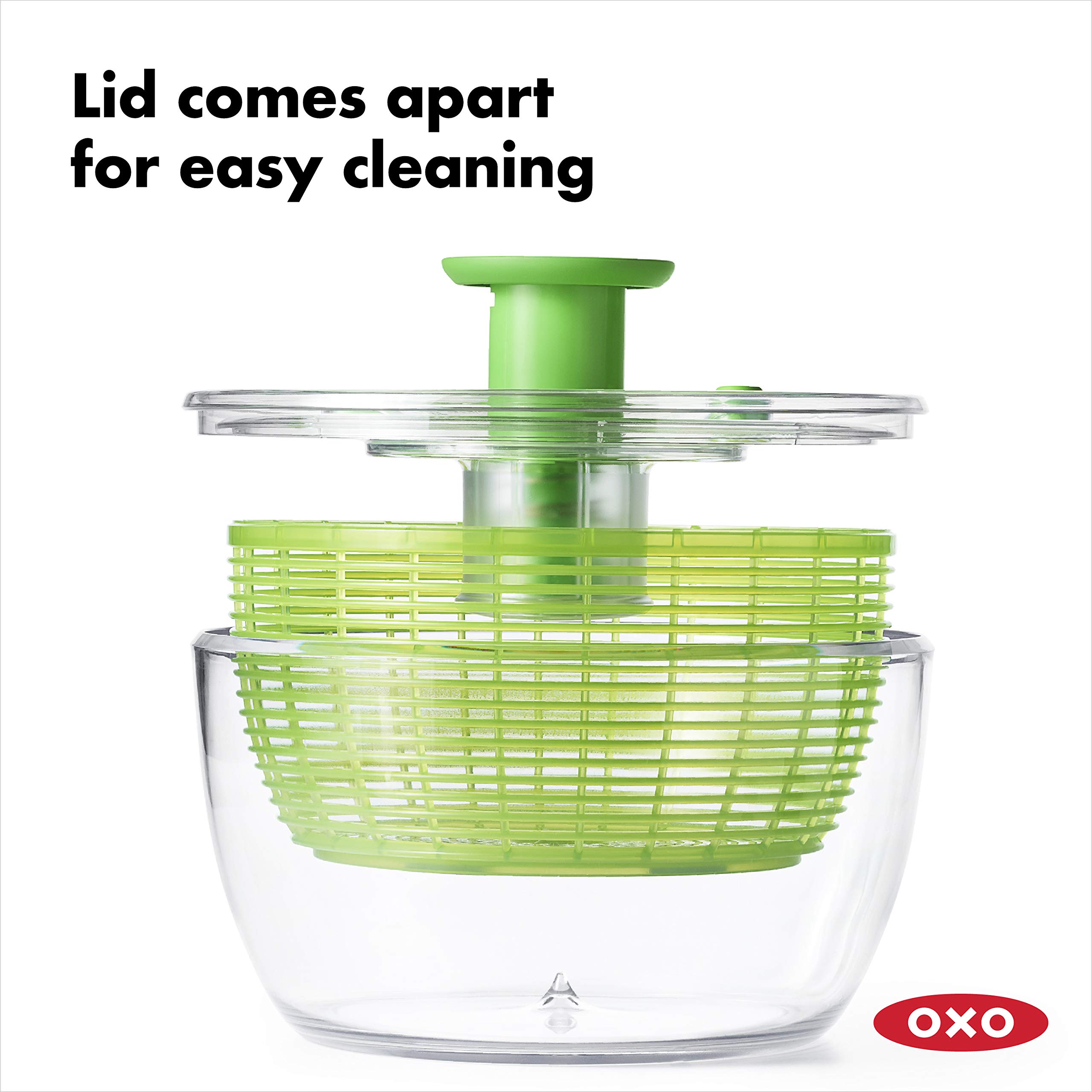OXO Good Grips Salad Spinner - Large, Green Lettuce & Fruit Washer, BPA-Free, Easy One-Hand Pump