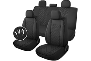 YGL Breathble Car Seat Covers Full Set,Washable Seat Covers for Cars,Premium Cloth Car Seat Protectors,Interior Covers for Cars,Sedan Van Truck SUV(Black)