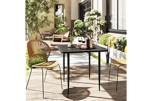 Outsunny 31.5" Outdoor Dining Table for 4, Square Patio Dining Table with Metal Frame for Garden, Lawn, Backyard, Black