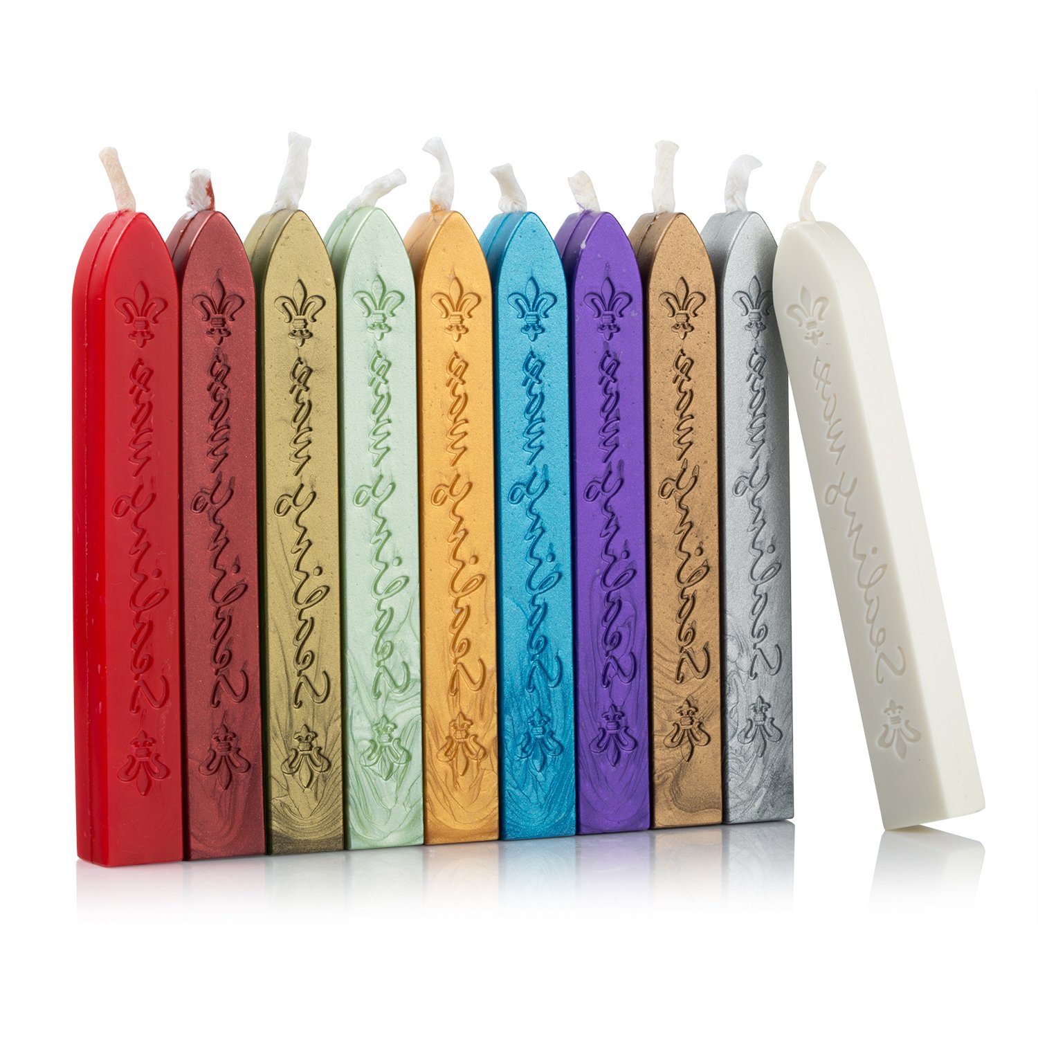 Mceal Sealing Wax Stick with Wick Flower De Luce of France Retro 10 Pieces Pack(Mix Colour)