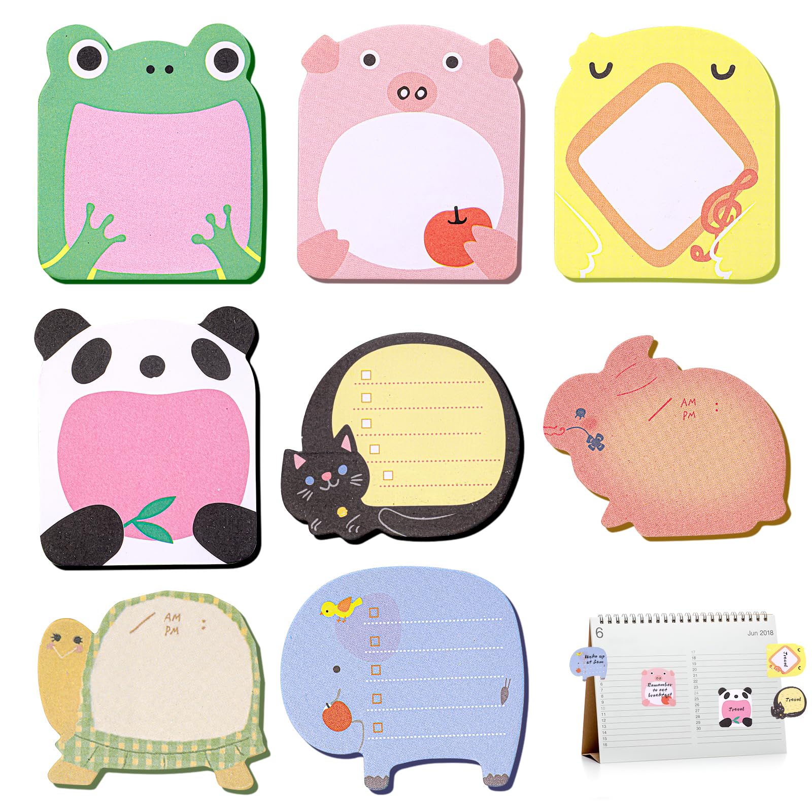 Cute Sticky Notes, 24 Packs Shaped Notes, Animal Sticky Notes, Fun Self-Stick Memo Pads, Cute Stationary for Party Bag Fillers, School, Home, Pupils Children Gifts
