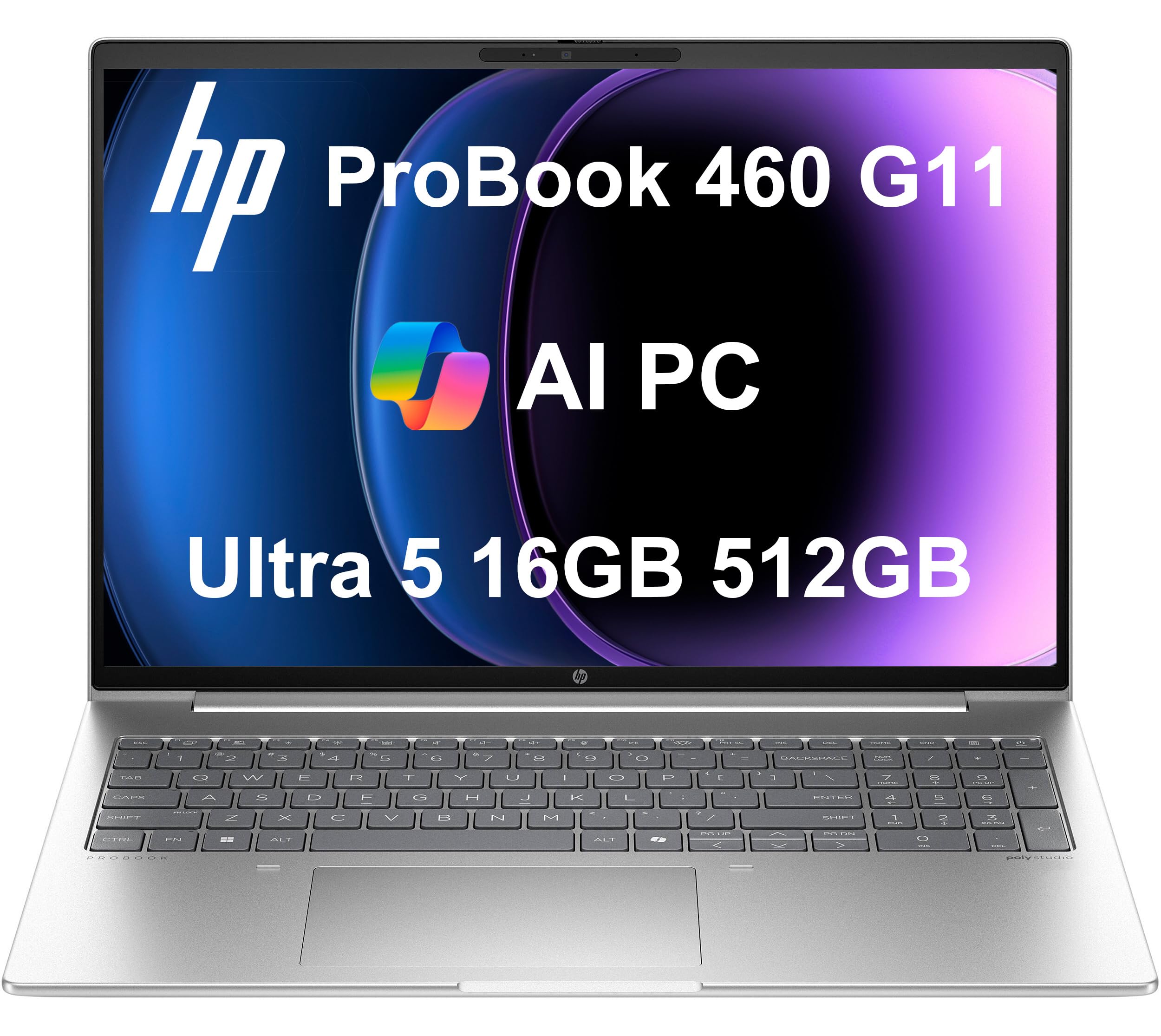 HP ProBook 460 G11 Business AI Laptop (16" FHD+ Anti-Glare, Intel 12-Core Ultra 5 125U (> i7-1355U), 16GB DDR5 RAM, 512GB SSD), Numeric Keypad, 1080p Webcam, Ethernet, Wolf Security, Win 11 Pro