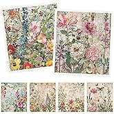 Deorfuy Vintage Floral Swedish Dishcloths for Kitchen 6PCS Floral Swedish Cloths for Washing Dishes Reusable Retro Wildflower Themed Washable Kitchen Towels Sponge Cloths for Home Party Cleaning