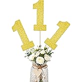 Gold Glitter Number 1 Centerpiece Sticks for Baby 12pcs 1st Birthday Party Centerpieces for Table First Birthday Party Decorations Anniversary Party Supplies
