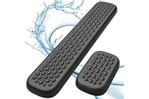 Lekvey Keyboard Wrist Rest, Leather Memory Foam Wrist Rest for Computer Keyboard Mouse, Ergonomic Massage Design for Typing Pain Relief, Waterproof Desk Pads Support Hand Arm, Stain Resistant, Black