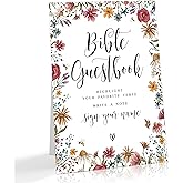 Bible Guestbook Sign, 8 x 11 Inch Floral Guest Book Sign, Love Is In Bloom Bridal Shower Decorations for Wedding Reception, Baby In Bloom Baby Shower Decorations for Gender Reveal Party Favors