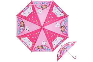 Gabby's Dollhouse Kids Umbrella - Officially Licensed & Designed in Canada; Manual Opening & PFAS/PFOS Free - Girls; Pink Mul