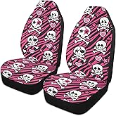 Burbuja Y2k Skulls on Zebra Front Car Seat Cover, Breathable Car Seat Protectors Universal Fits SUV, Cars, Truck, Non-Slip, 2 Pack