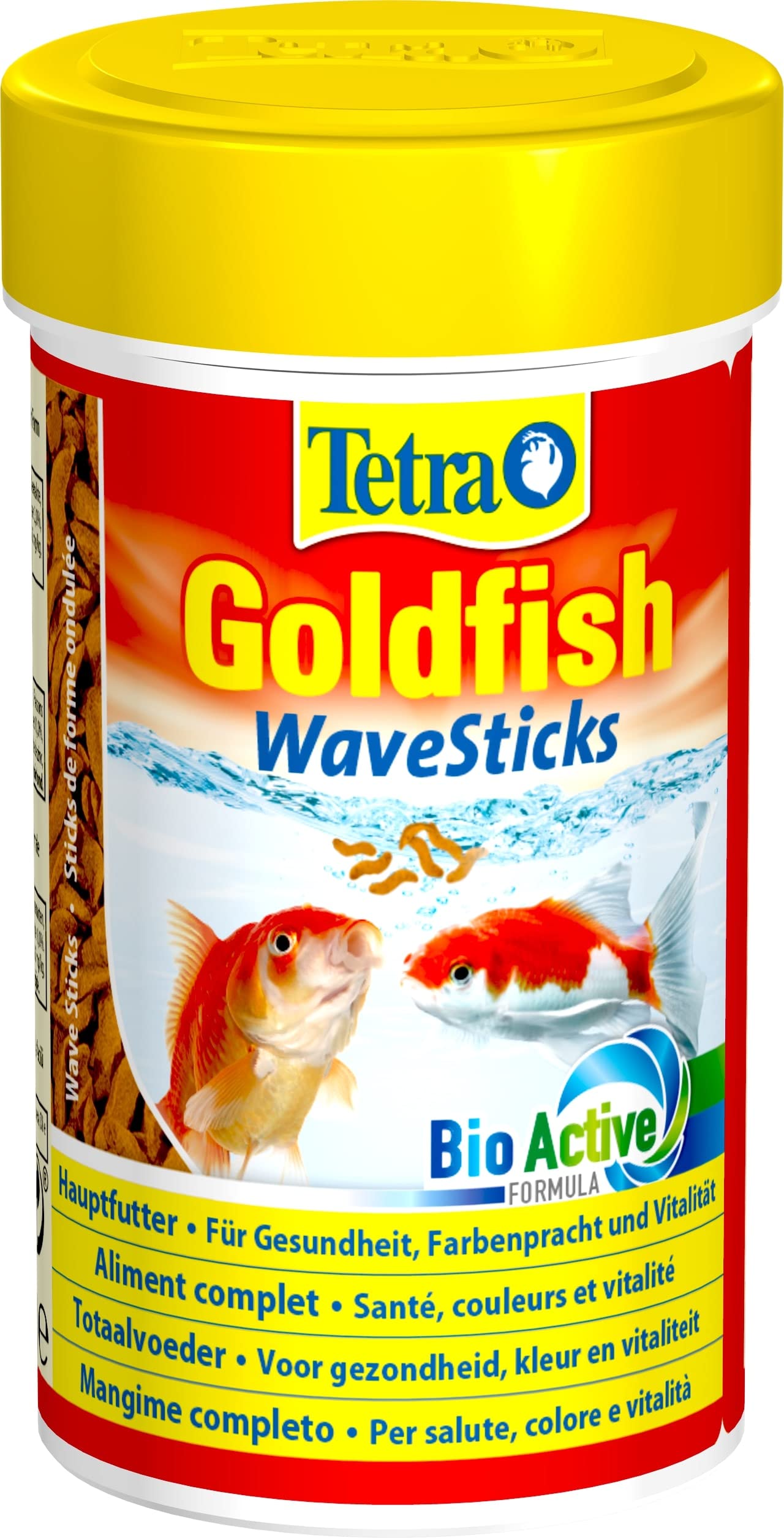 Tetra Goldfish Wave Sticks - Worm Shaped Fish Food Sticks for All Goldfish and Other Cold Water Fish, 100 ml Tin