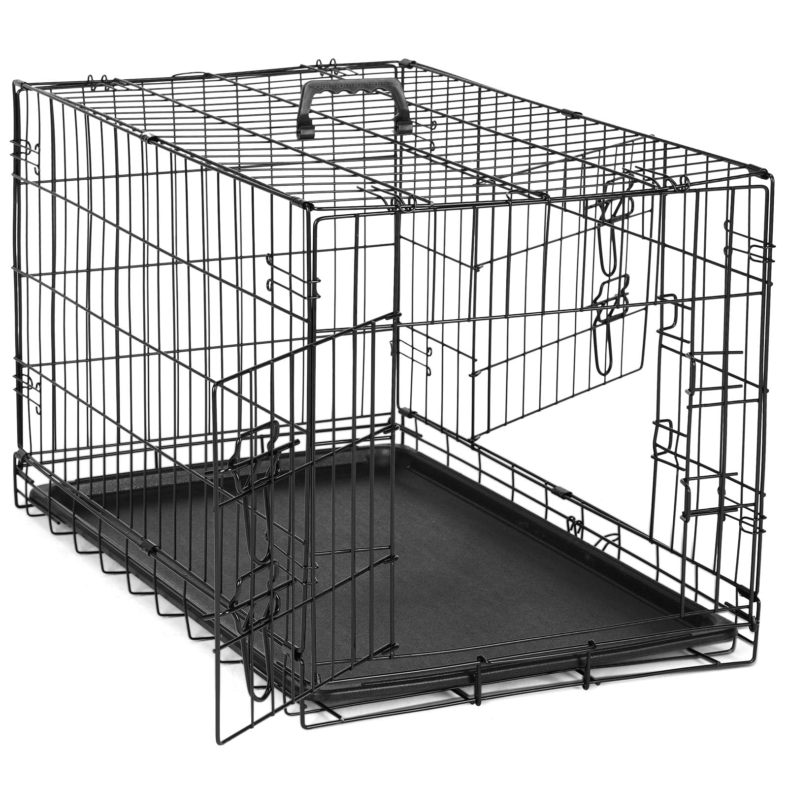 DUMOS Dog Crate, 48 Inch Large Double Door Dog Cage with Plastic Leak-Proof Pan Tray, Folding Extra Large Size Metal Wire Pet Kennel for Indoor, Outdoor, Travel Image