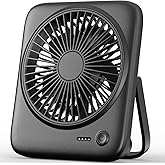 Otlonpe Personal Portable Desk Fan, 4000mAh Small Rechargeable Portable Fan Battery Operated & USB Powered for Travel Sleeping Bedroom Office Home Table, Cordless, Quiet, 4-Speed, 6.5 Inch (Black)