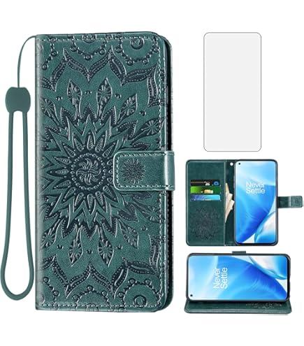 Asuwish Phone Case For OnePlus Nord 2 5G Wallet Cover With Tempered Glass Screen Protector And Wrist Strap Mandala Flower Flip Zipper Card Holder Cell One Plus On 1 Plus 1plus One 1 Nord2 Rose Gold - View #5