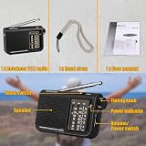 Retekess V117 Portable Radio AM FM SW 3-Band Earphone Jack Large Dial Black view 8