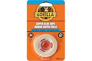 Gorilla Super Glue Tape, Multi-Purpose, Permanent, Double Sided, High Tack, 0.62in x 20ft (1.58cm x 6m), Clear