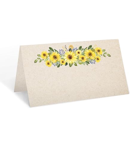 321Done Floral Sunflower Index Cards - 50 Pack 4x6 Blank Kraft Cards For Studying & Crafts