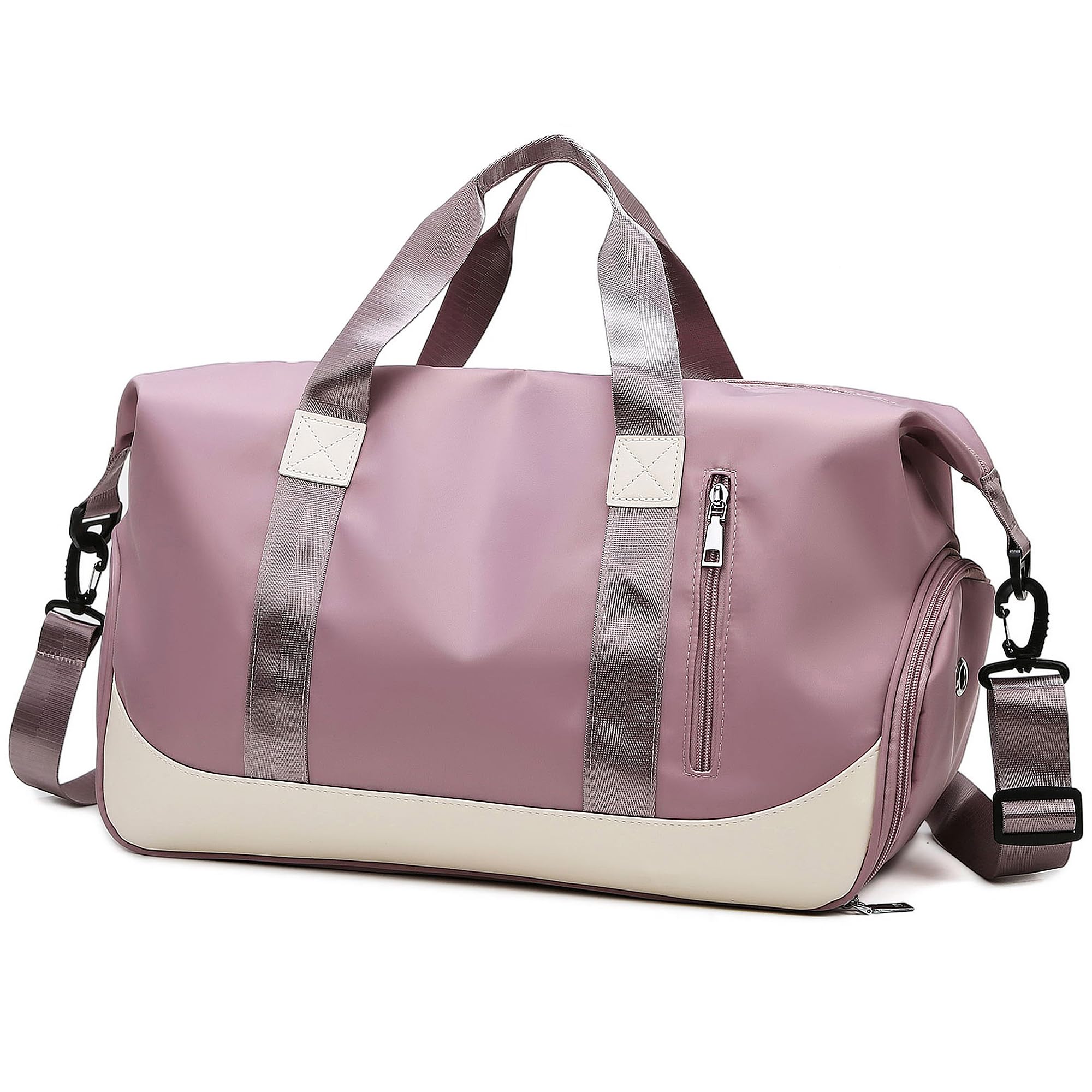 Tokeya Sports Gym Bags, 40L Duffel Bag Travel Handbag Luggage Holdall Weekender Lightweight Tote Large Waterproof Shoulder Bag with Wet Pocket Shoes Compartment Women Gift, Purple