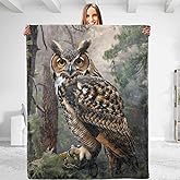 dhakalrlde for Majestic Forest Owl Throw Blanket - Soft, Plush, Comfy, Lightweight, Warm, Fuzzy, Anti-Pilling Flannel, Ideal for Couch, Bedroom, Travel, Living Room for Men and Boys 50in×60in