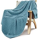 Whale Flotilla Lightweight Fleece Throw Blanket for Couch, Fuzzy Soft Blankets with Decorative Jacquard Pattern for All Season, Warm and Fluffy, 50x60 Inch, Slate Blue