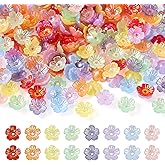 Cheriswelry 280Pcs Acrylic Bead Caps 5-Petal Flower Bead Caps Colorful Floral Loose Spacer Beads End Caps 10x4mm for Bracelet Earring Necklace Jewelry Making DIY Supplies