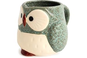 Mino ware Japanese Pottery Mug Cup Owl Shape made in Japan (Japan Import) CPM106 (Sage Green)