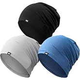 QINGLONGLIN Cooling Skull Cap Sweat Wicking Breathable for Men Women 3 Pack | Lightweight Quick Dry Beanie & Helmet Liner, Stretch Non-Slip Fit Under Hard Hat, Construction Gym Cycling Running Workout