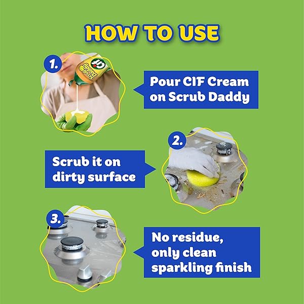 SCRUB DADDY SPONGES & CIF ALL PURPOSE CLEANER, LEMON – NON SCRATCH SPONGES FOR KITCHEN + BATHROOM – SCRUBBER AND MULTIPURPOSE CLEANER CREAM – CLEANING SUPPLIES KIT