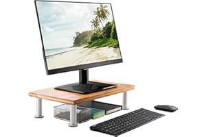 THE OFFICE OASIS The Original Bamboo Monitor Stand (As Seen On PBS) - Monitor Riser for Computer Screen or Laptop - Desk Shelf Adds Storage Space & Improves Ergonomics - Natural