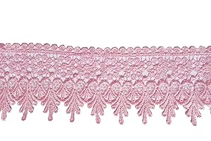 YYCRAFT 5 Yards Pink Lace Edge Trim Wedding Applique DIY Sewing Crafts(Width:3.5 Inch Pink)