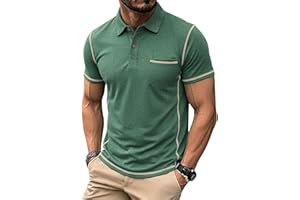 Bluewolfsea Mens Polo Shirts Short Sleeve Stretch Golf Polos Fit Breathable Casual Summer Tops with Pocket