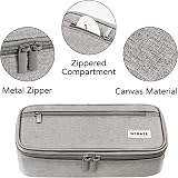 WEMATE Large Pencil Case Canvas 5 Compartments 9x4.3x2.4in Light Grey view 3