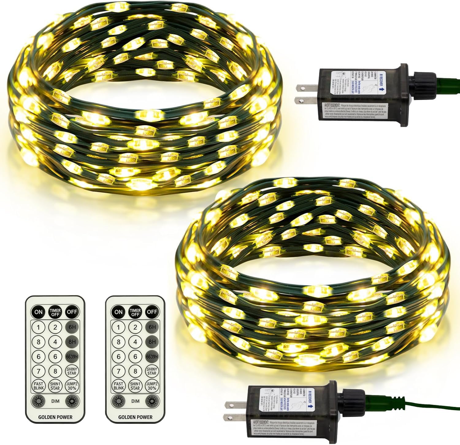 Photo 1 of 2 Pack Fairy String Lights Plug in, 33Ft Green Wire 100 Micro Starry LED Outdoor String Lights with 8 Modes Timer IP68 Waterproof Twinkle Lights for Bedroom Garden Christmas Home Decor (Warm White)