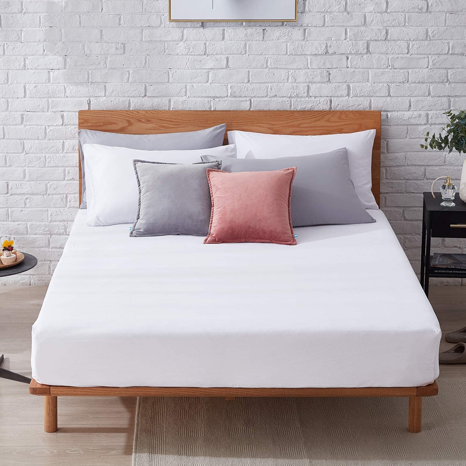 SeventhStitch The Art of Fine Living Fitted Sheets 100% Egyptian Cotton 200 Thread Count 40CM/16'' Soft Extra Deep Pocket Bottom Sheet Single Double King SuperKing Size (White, Double), (FTD-124)